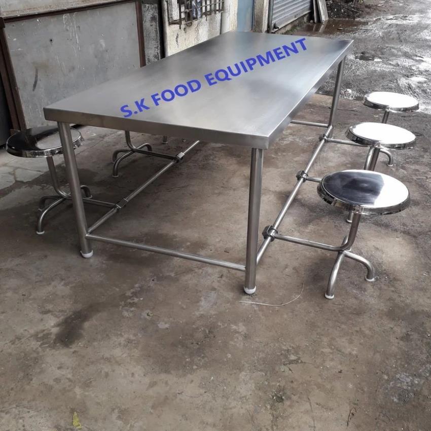 6-Person Stainless Steel Canteen Dining Table