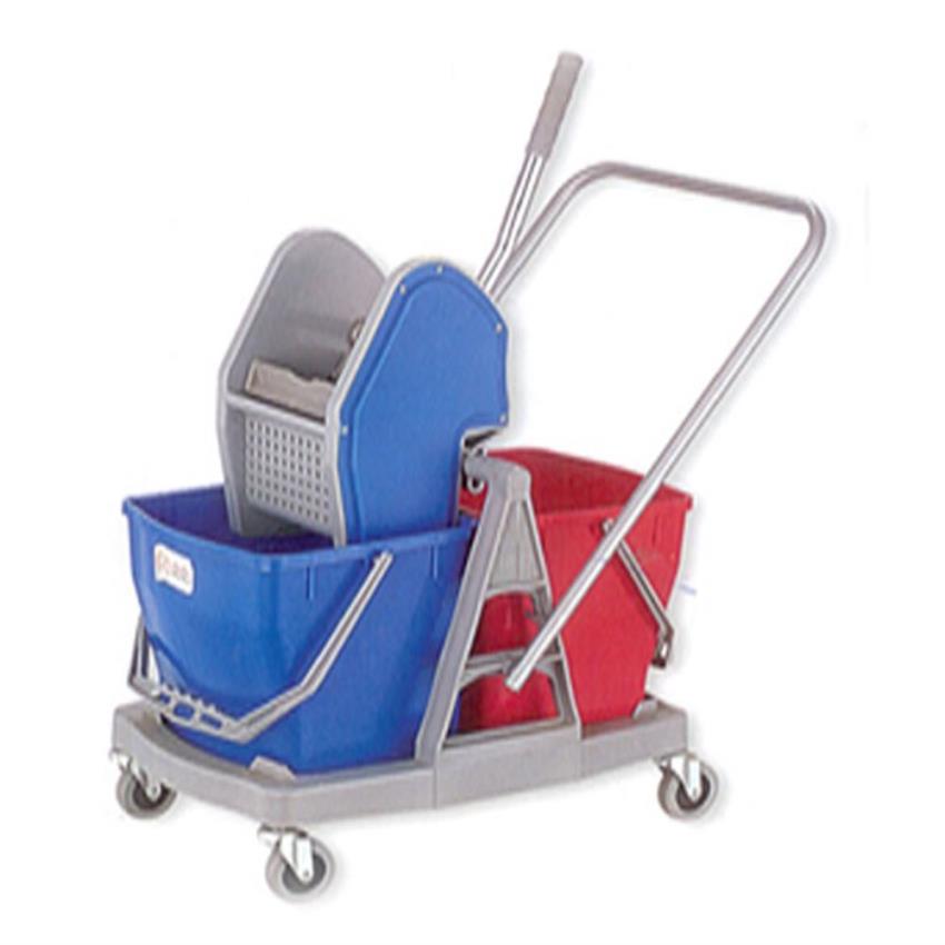 60L Dual Bucket Wringer Trolley