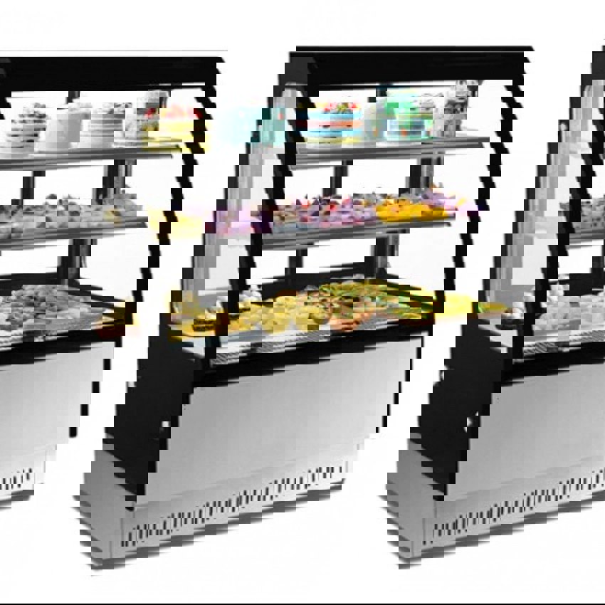 6ft Stainless Steel Curved Display Counter with 3 Shelves