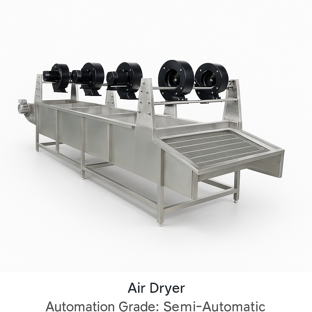 Stainless Steel Conveyor Type Air Dryer, Fruits Application