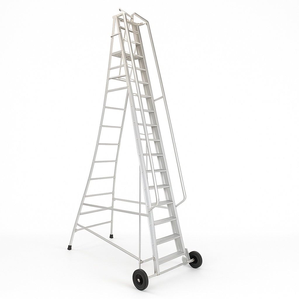 Aluminum Rolling Step Ladder, 7 Steps