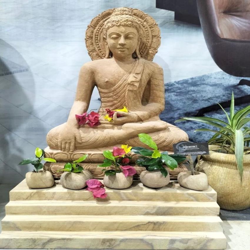 Brown Sandstone Buddha Figurine