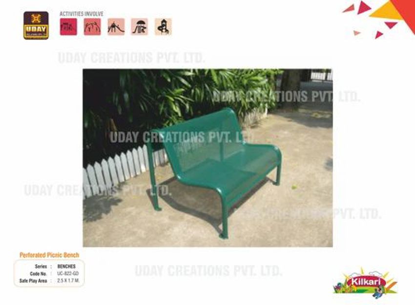 Antique Perforated Metal Picnic Bench