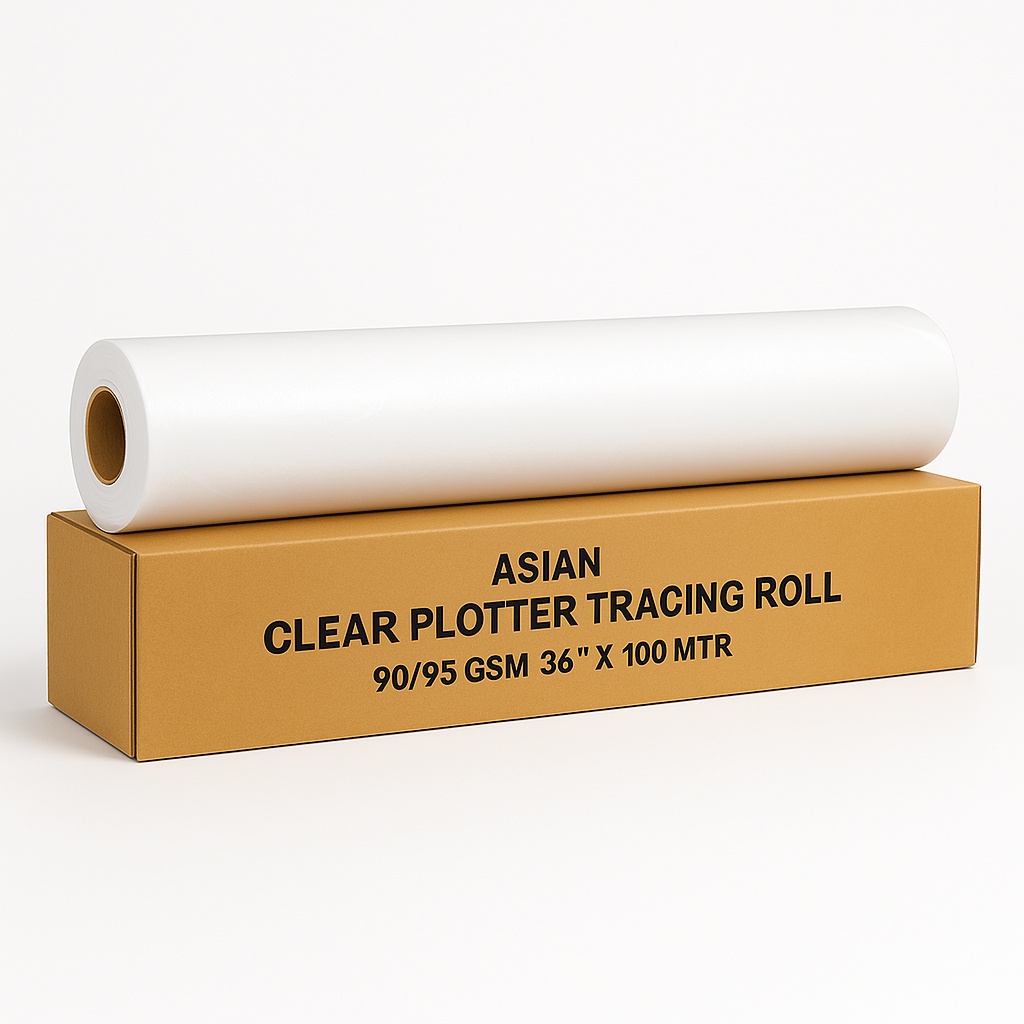 ASIAN Clear Tracing Plotter Roll 90/95 gsm 36"" X 100 M
