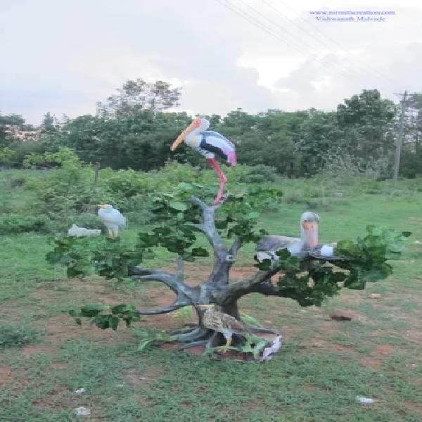 Fiber Birds Sculpture 60 Inch