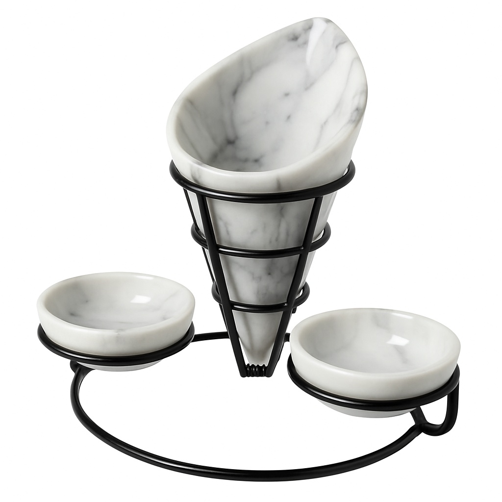 Marble and Metal Fries Holder, 20 cm