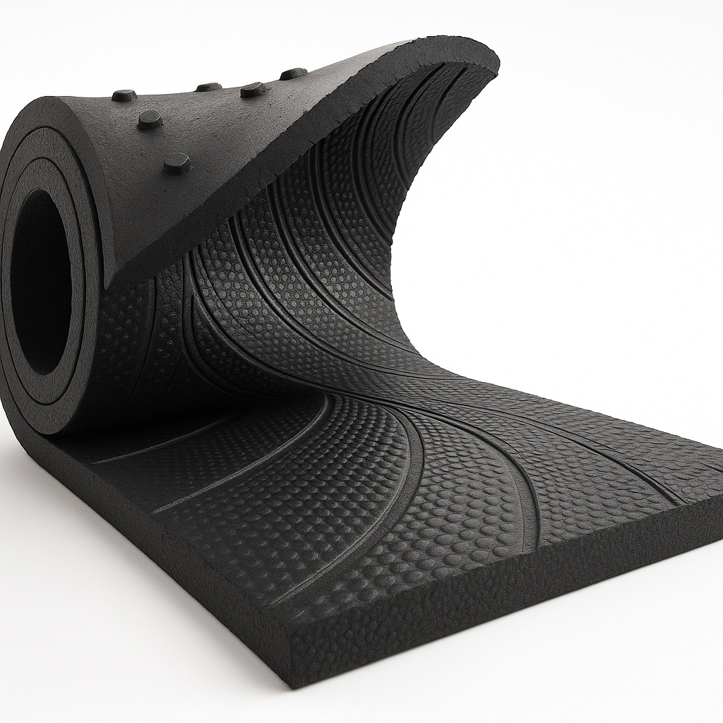 Black Gym Rubber Roll Mat