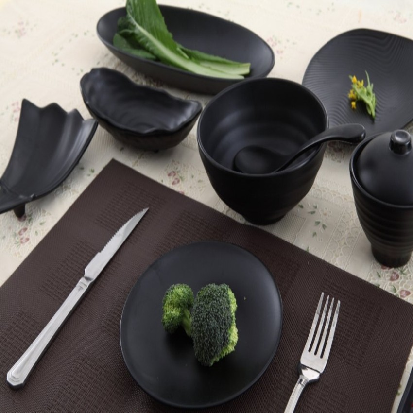 Black Melamine Crockery Set