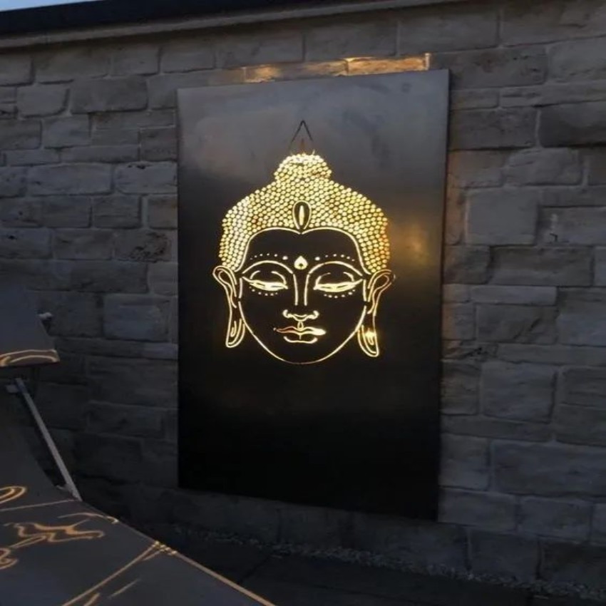 Black Mild Steel Buddha Wall Decor, 4 Feet
