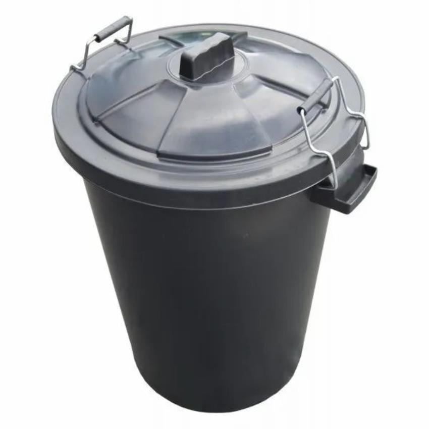Heavy Duty Black Plastic Dust Bin, 100 Liters