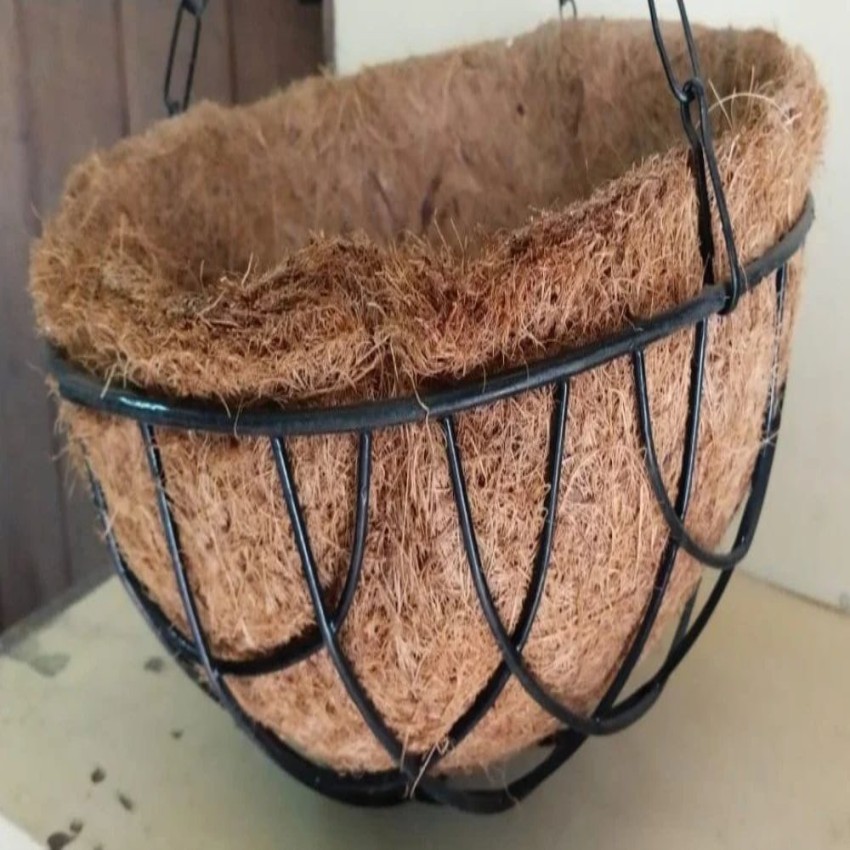 Black Round Metal Hanging Planter