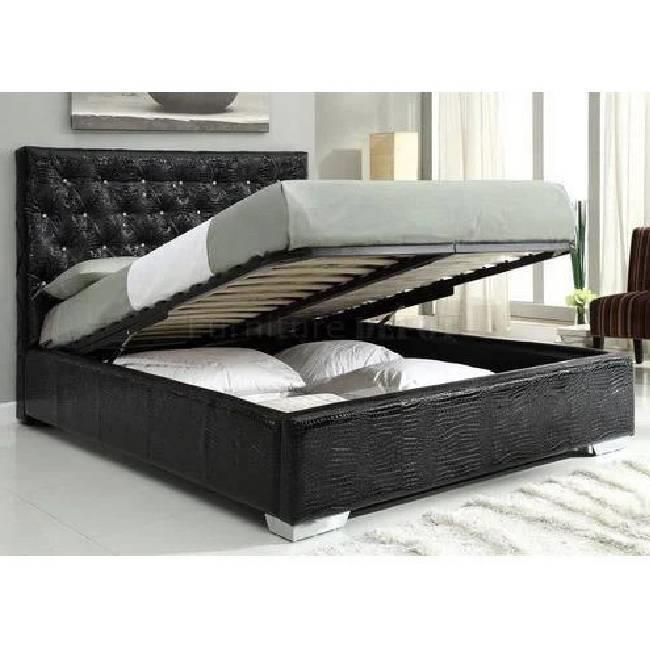 Black Polished Wooden Bed