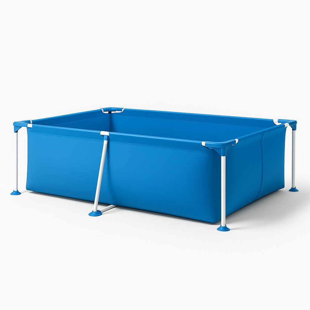 Blue PVC Metal Frame Pool, 220x150x60cm