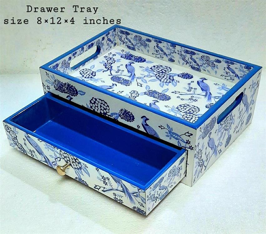 Blue Wooden Drawer Tray 8x12