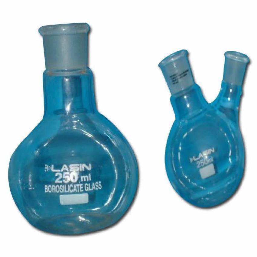 Borosilicate Glass Conical Lasin Round & Flat Bottom Flask