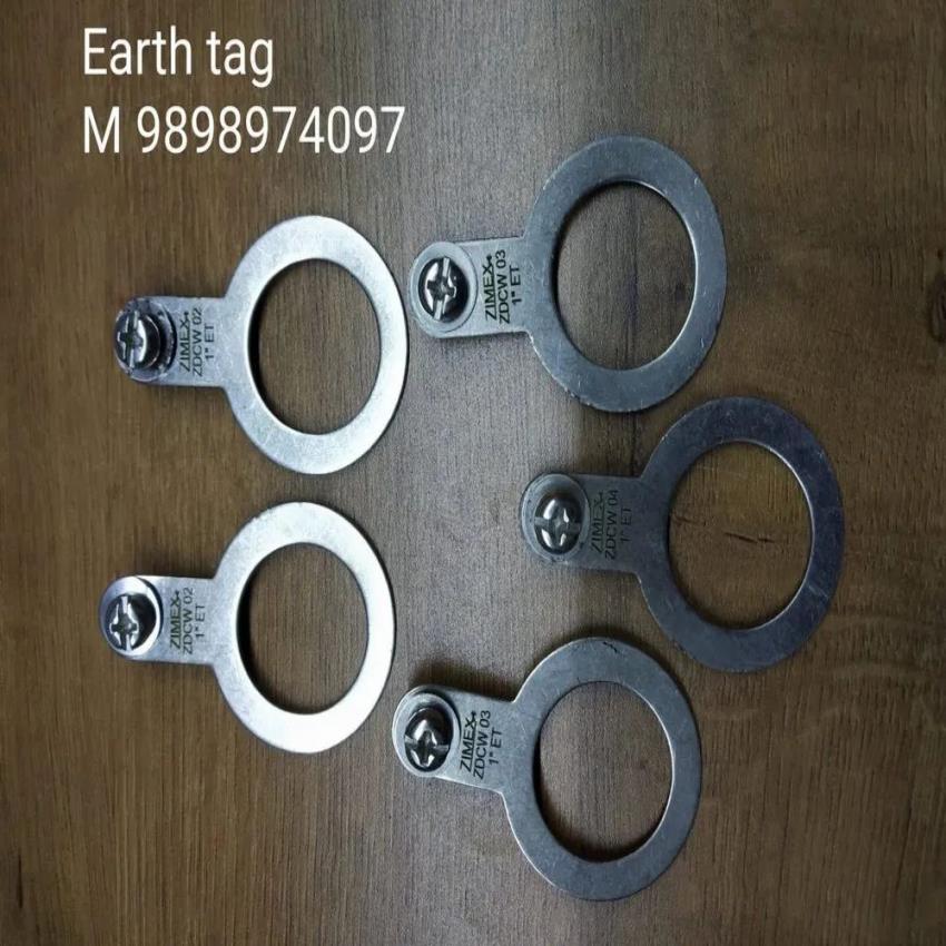 Brass Earth Tag, Nickel Plated, For Grounding