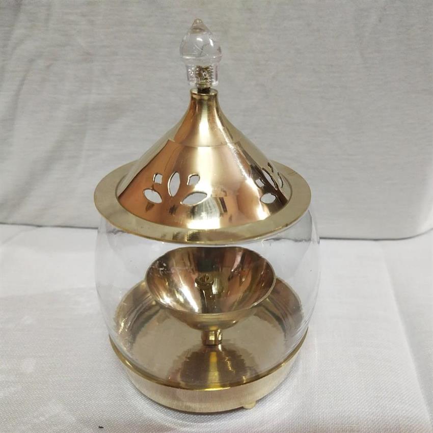 Brass Glass Mutki Akhand Diya