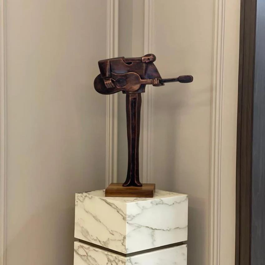 Bronze Violinist Figurine