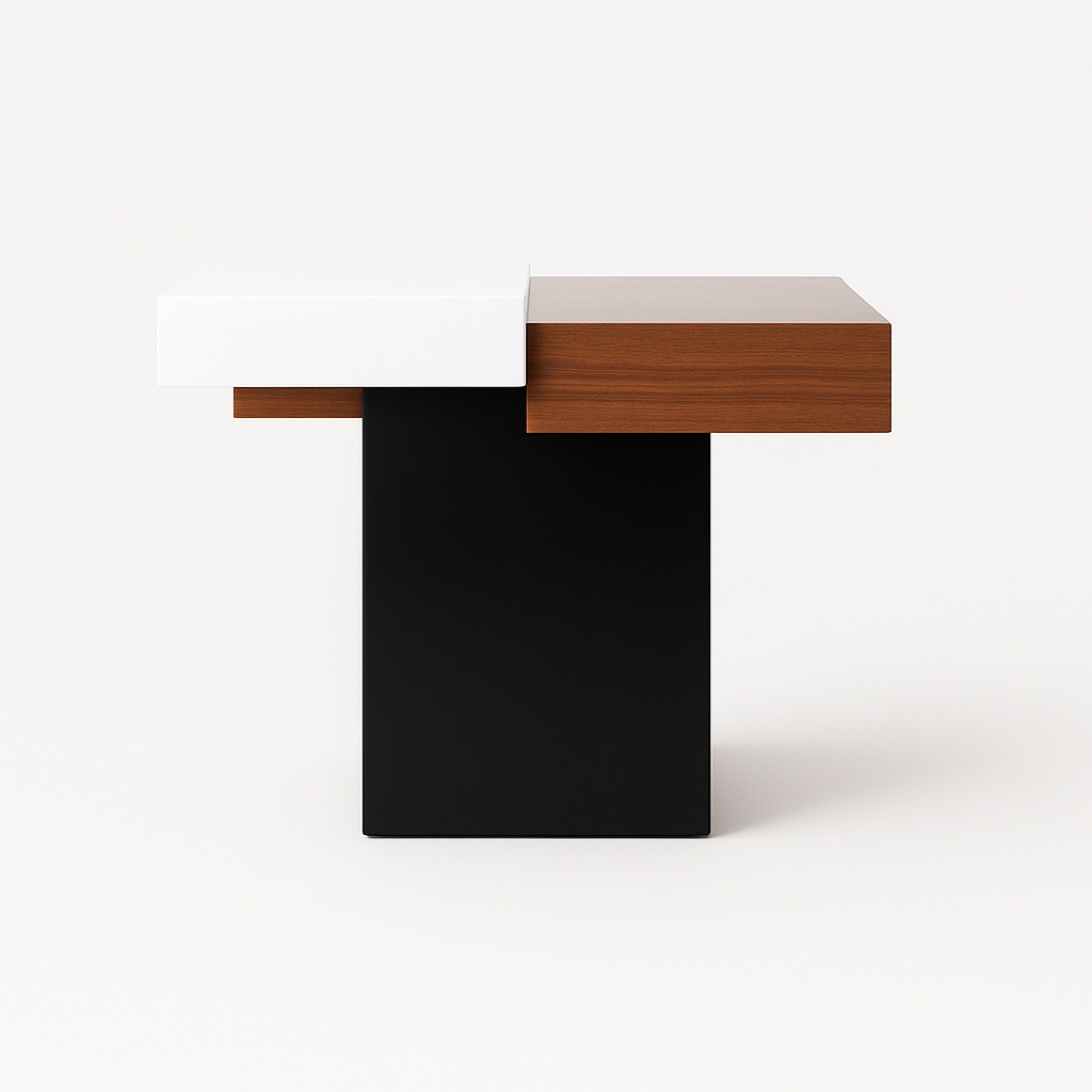 Brown White Square Wooden Designer Side Table