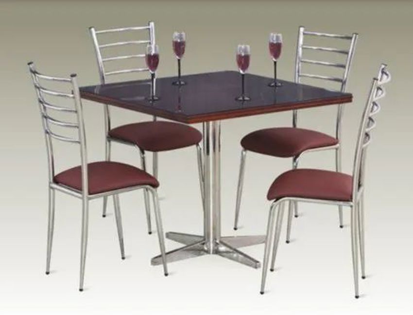 Brown Polished Stainless Steel Cafe Chair