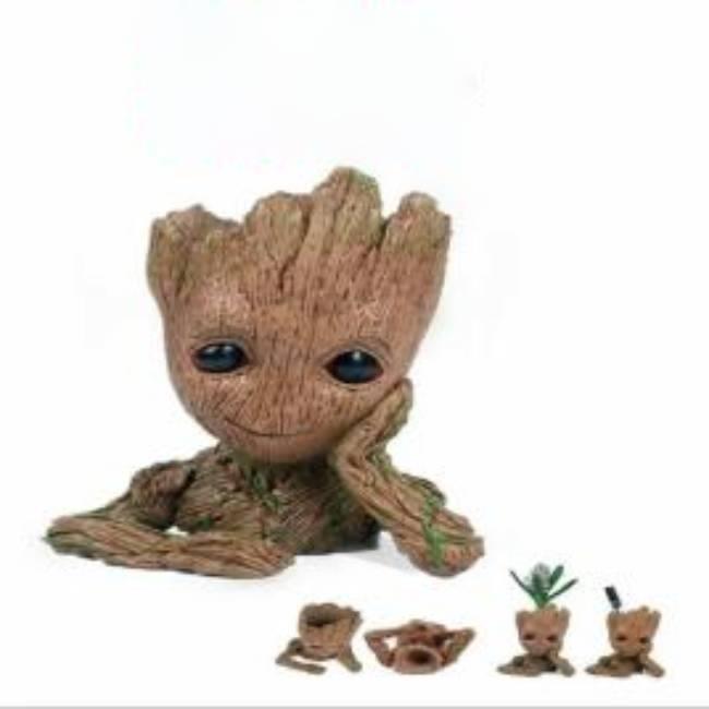 Brown Round Baby Groot Decorative Pen Stand