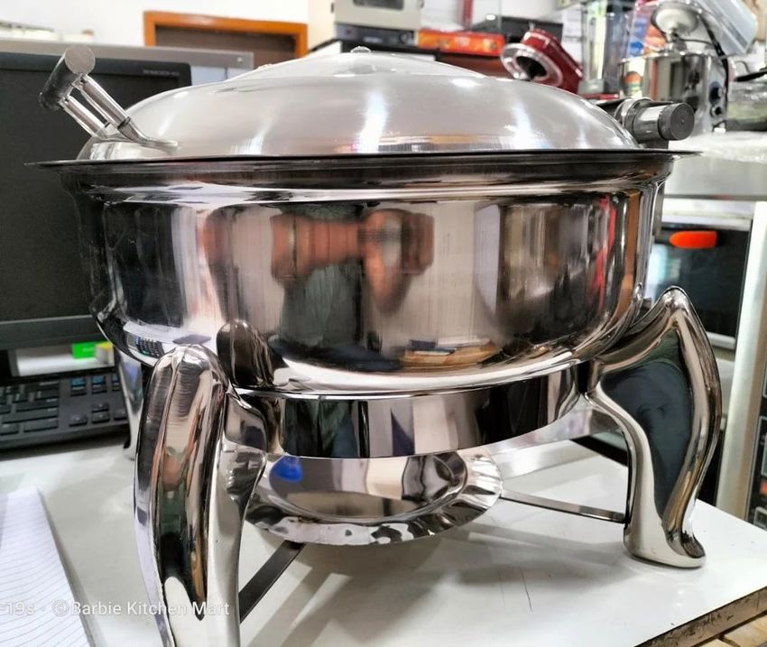 Round Hydraulic Stainless Steel Chafer Dish, 8L Capacity
