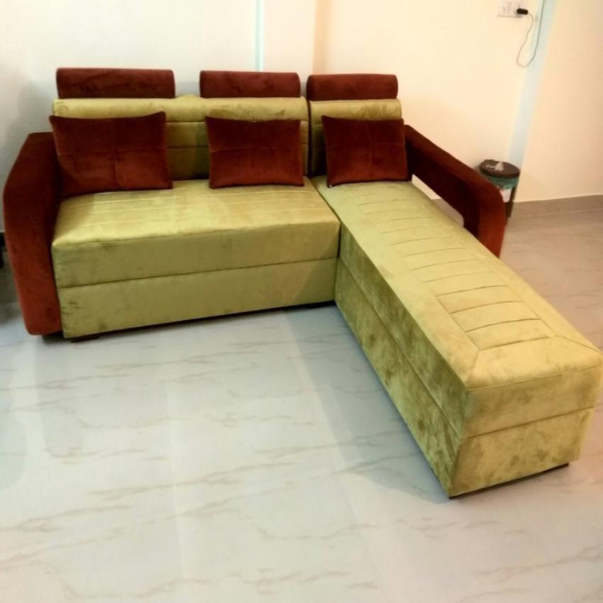 Cotton L-Shape Sofa Bed Double