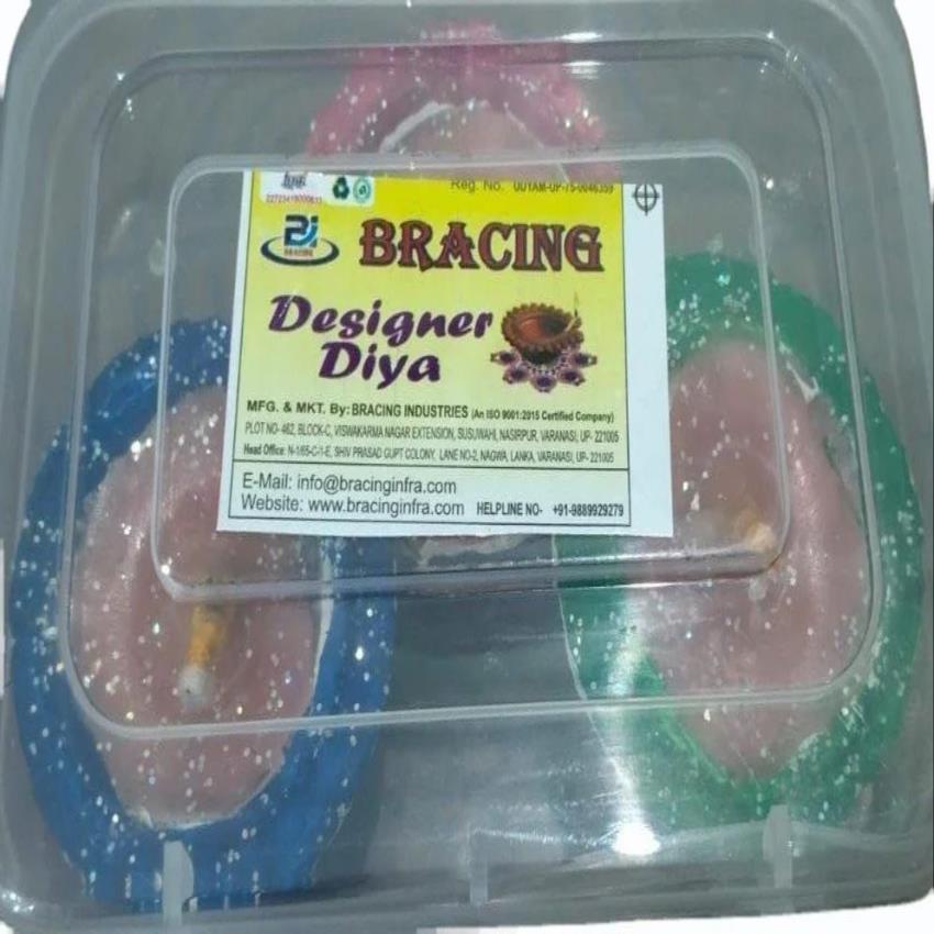 Designer Cow Dung Diya with Wax