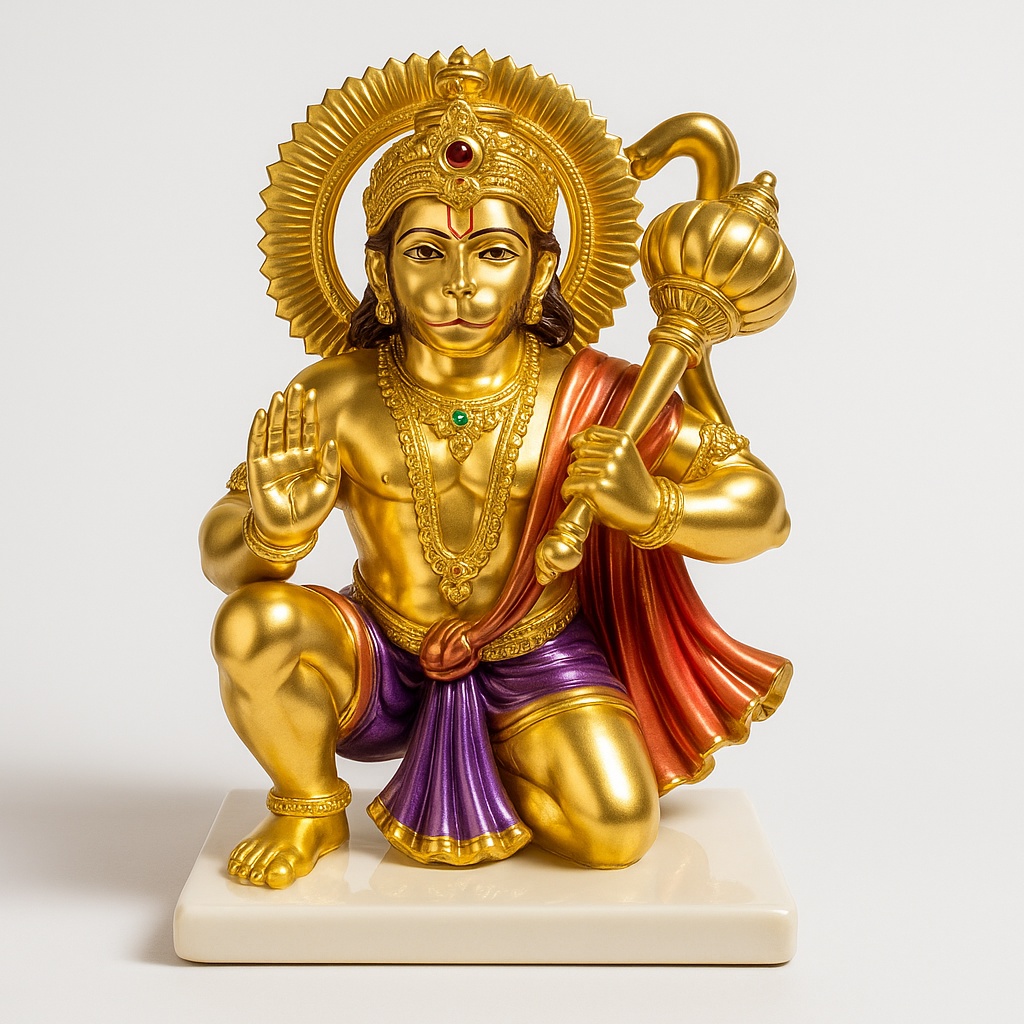 Earth Golden Marble Hanuman Ji Idol