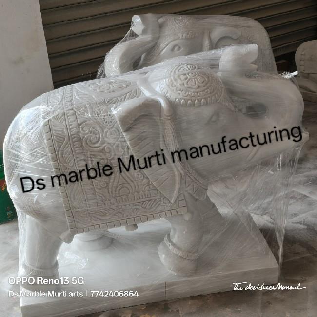 White Marble Elephant Figurine