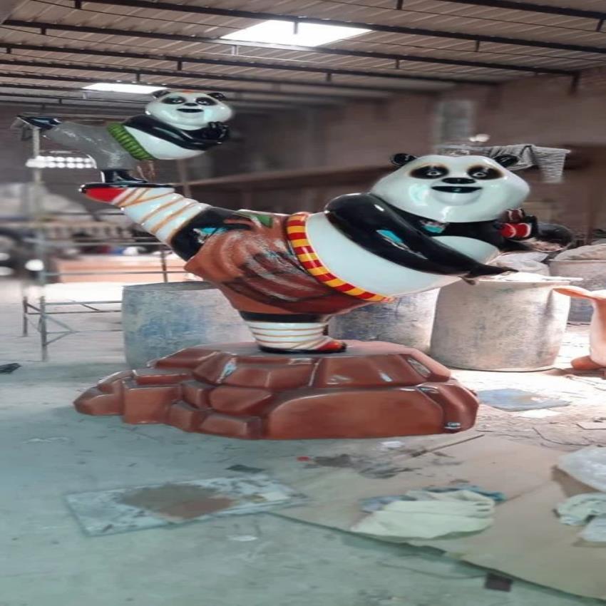 FRP Multicolor Kungfu Panda Sculpture