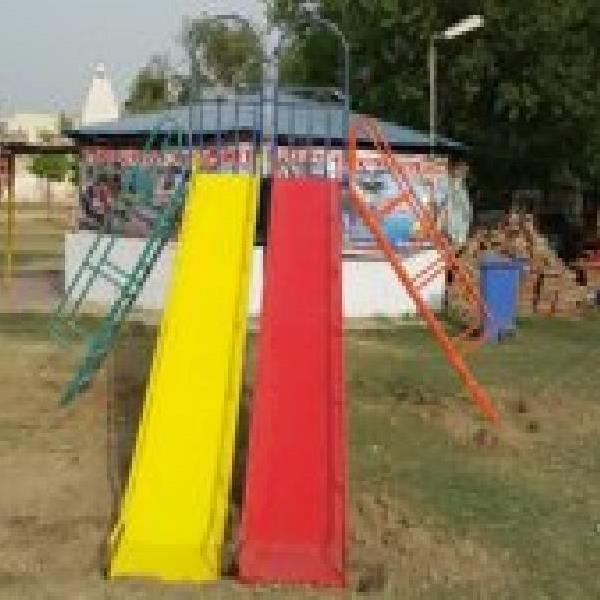 Fiberglass Playground Double Straight Slide
