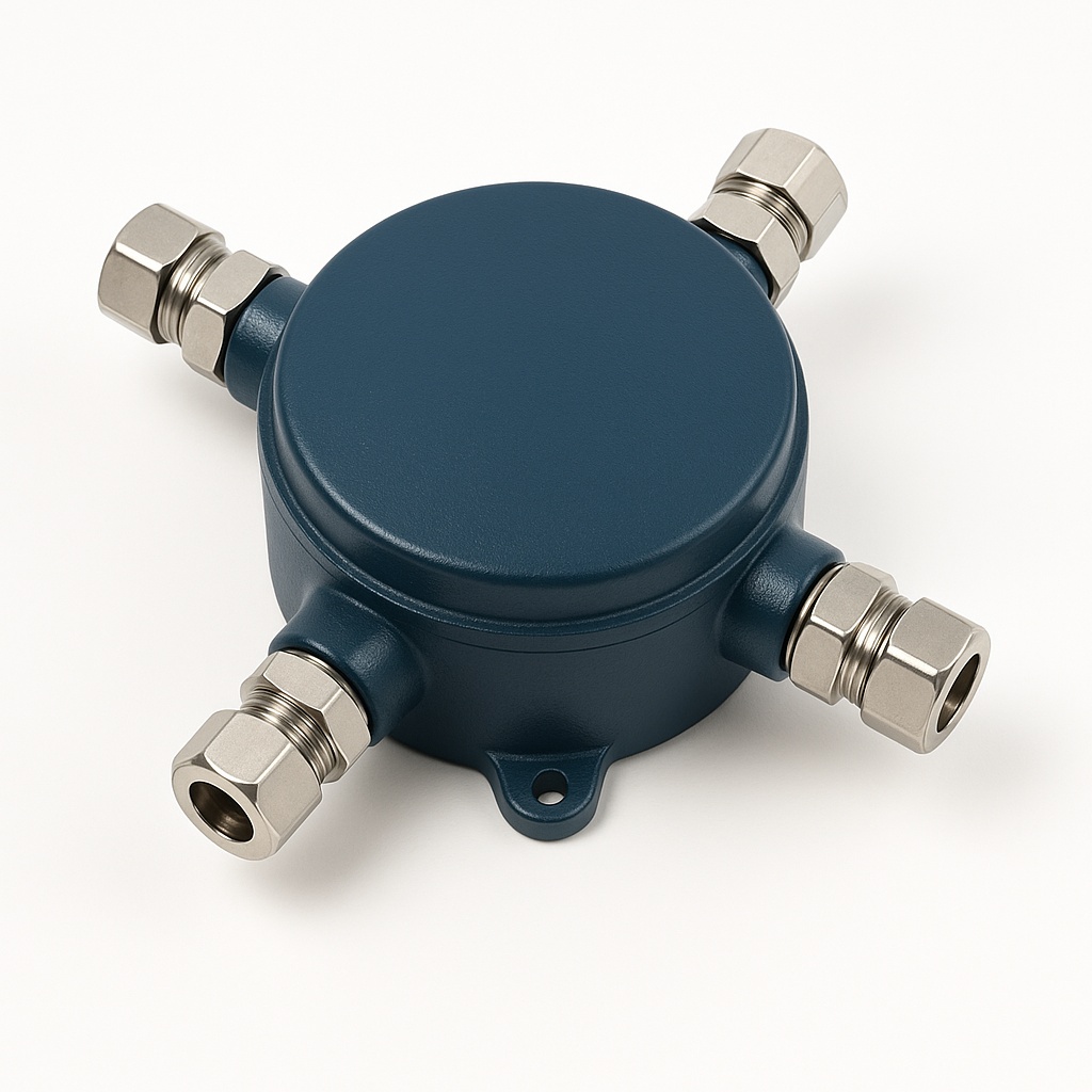 Flameproof Weatherproof 4-Way Junction Box (120mm Dia)