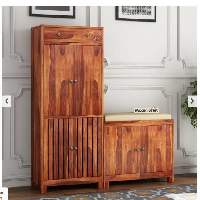 Floreta Wood Shoe Cabinet with Seat