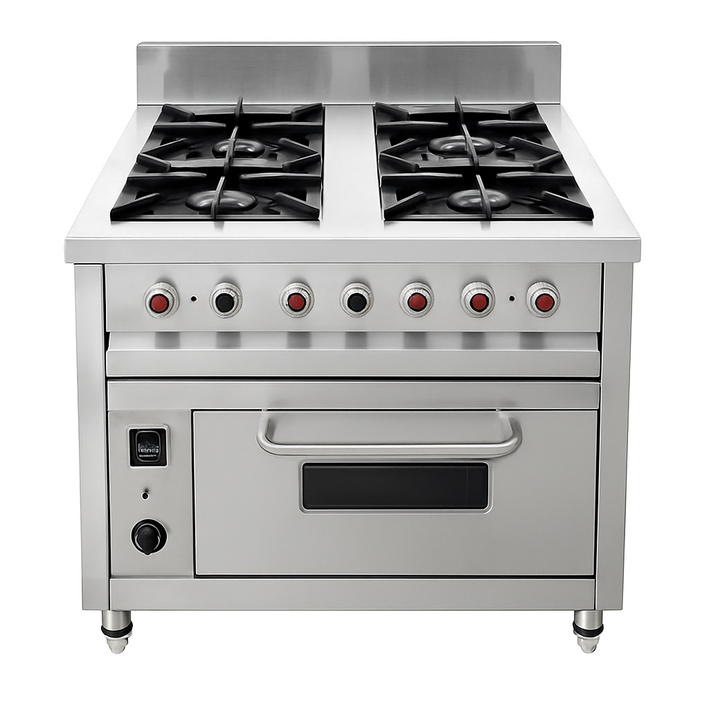 Four Burner LPG Commercial Range with Oven