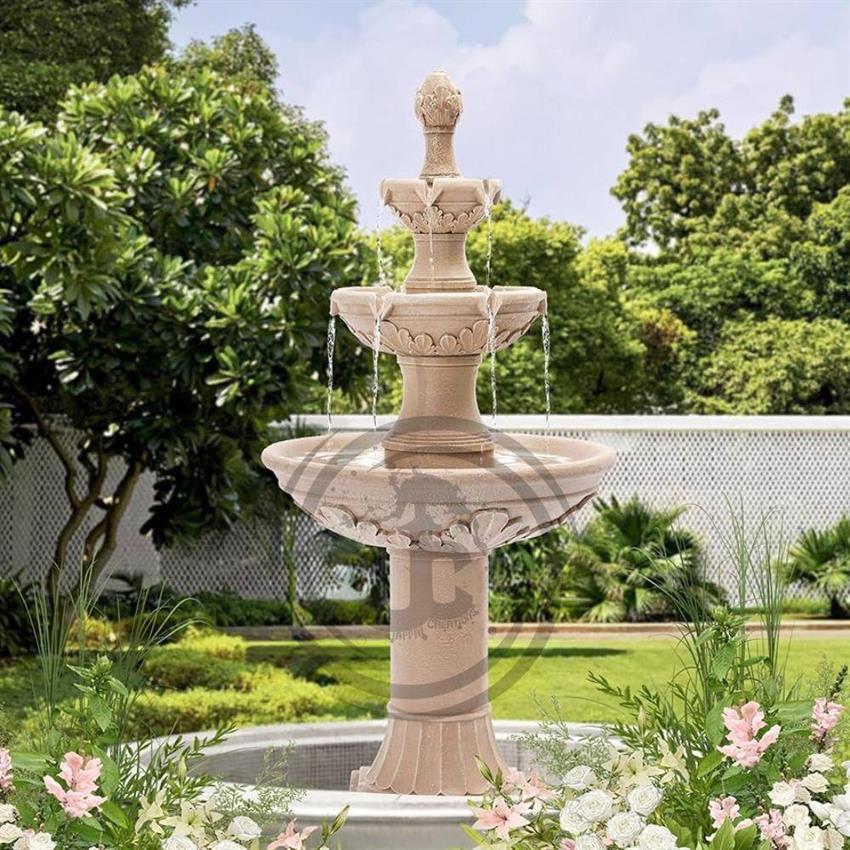 FRP Tiered Garden Fountain, Brown