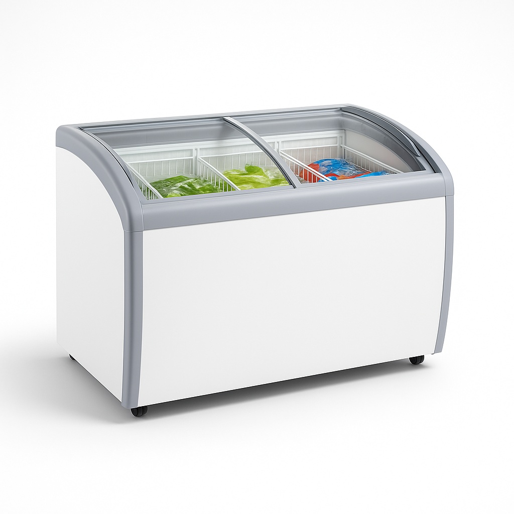 Curved Glass Top Freezer 400L