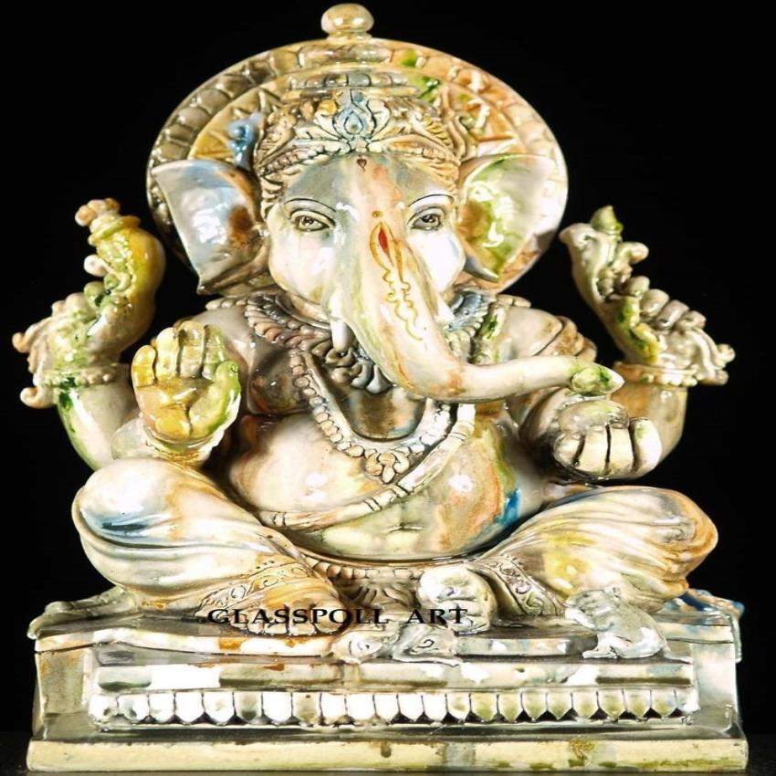 Glossy Fiber Ganesh Statue
