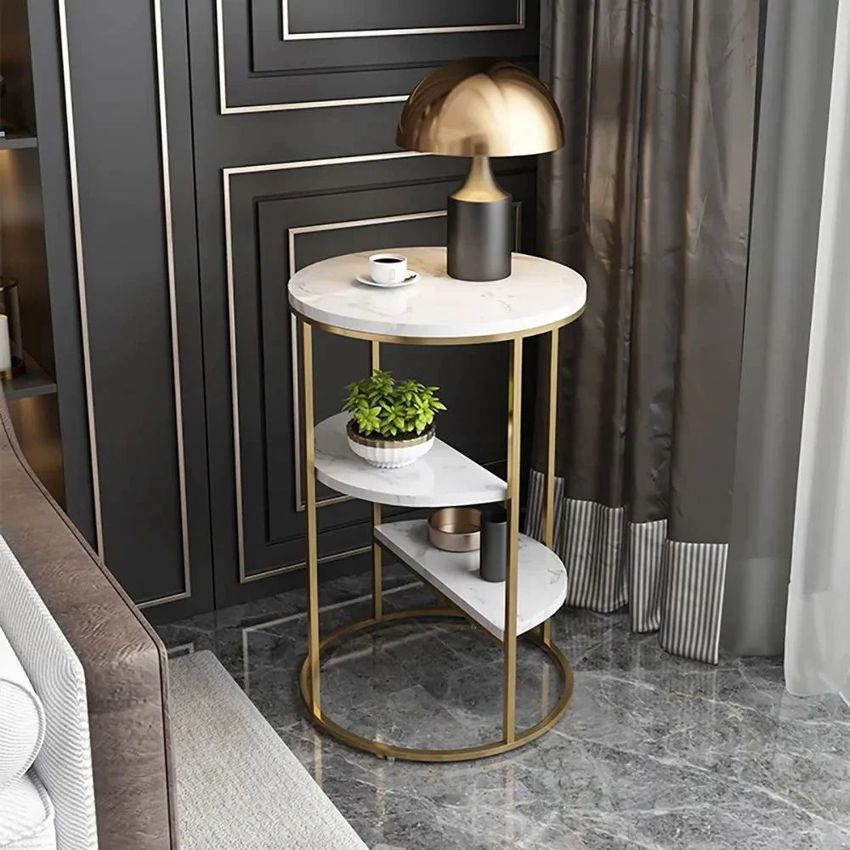 Gold Marble Shelf Side Table