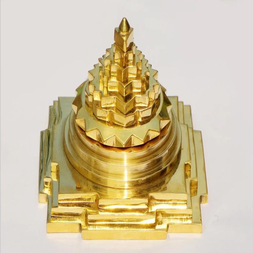 Golden Brass Meru Yantra, 3x3 Inch