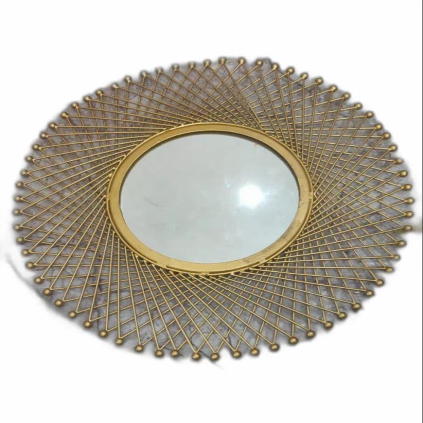 Golden Iron Round Wall Mirror
