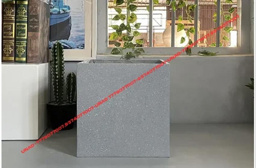 Gray Square Concrete Garden Pots