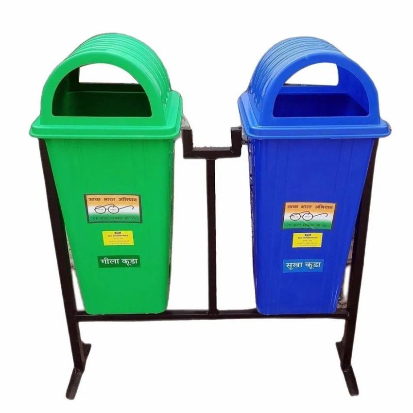 FRP Outdoor Dustbin Set Green Blue