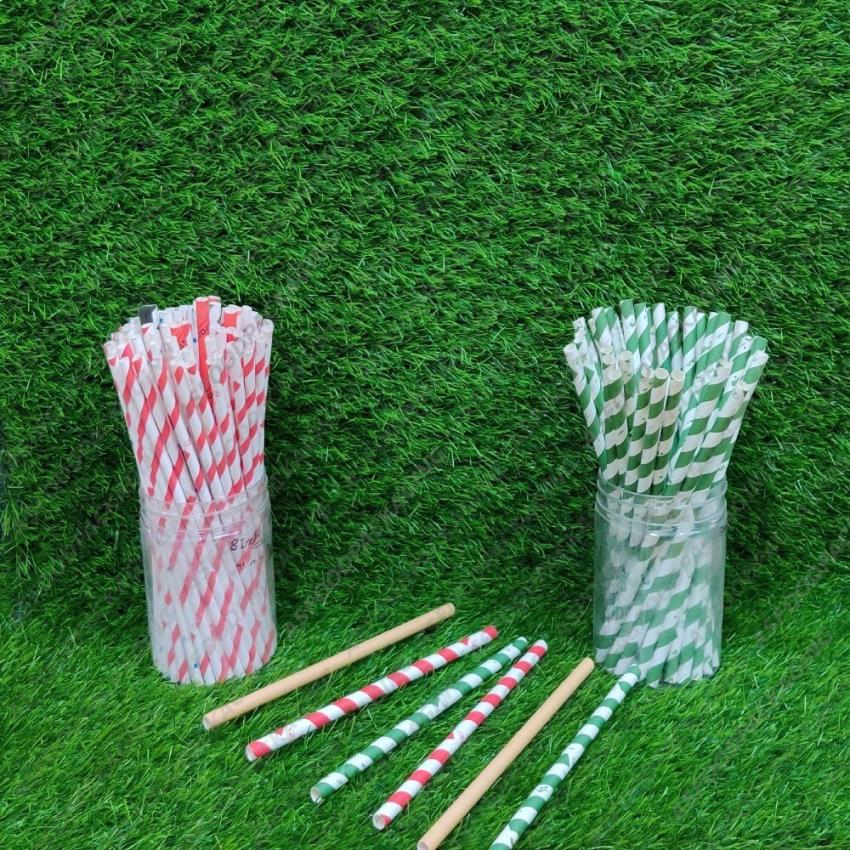 Green Disposable Bamboo Straws, 8mm Dia