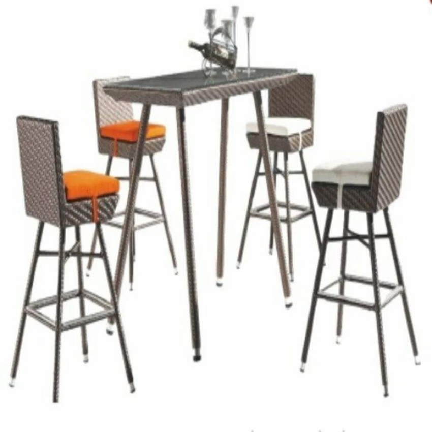 Grey Mild Steel Wicker Bar Set