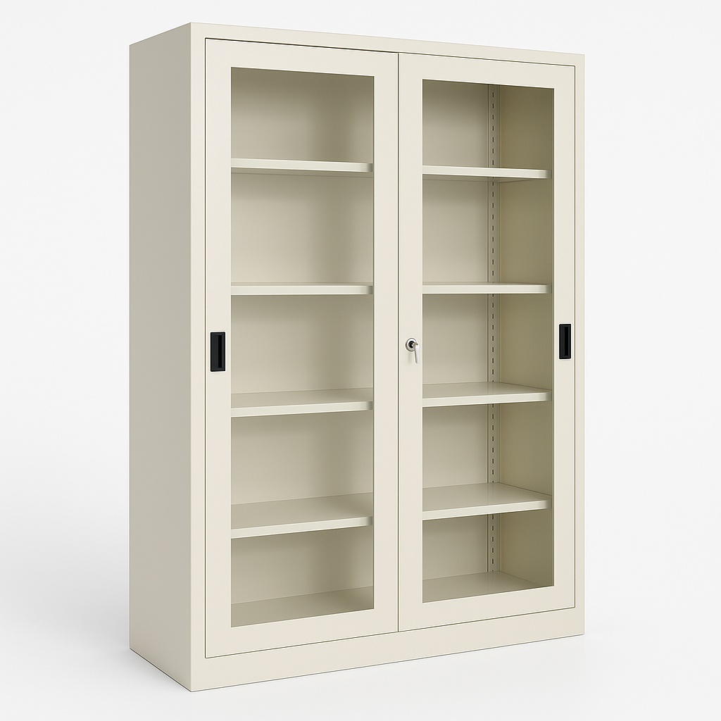 Grey Ivory Mild Steel Hinged Door Cabinet, 2 Door