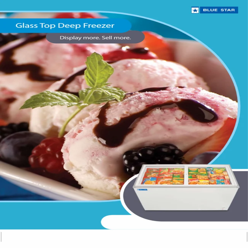 Gt400A Blue Star Glass Top Deep Freezer 400 Ltr