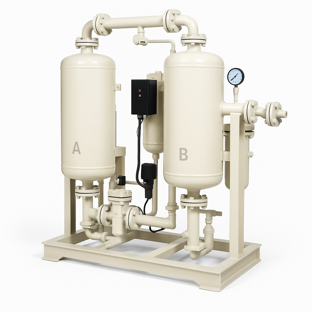 Semi-Automatic Heatless Desiccant Air Dryer, 300-2000 CFM