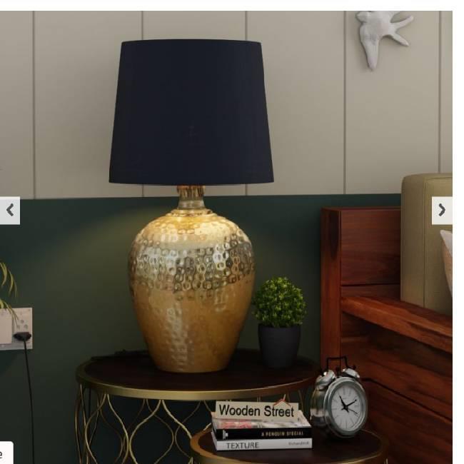 Hora Metal Golden Lamp, Black Shade