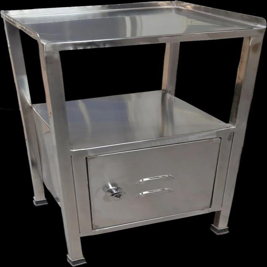 Polished Stainless Steel Hospital Bedside Cabinet